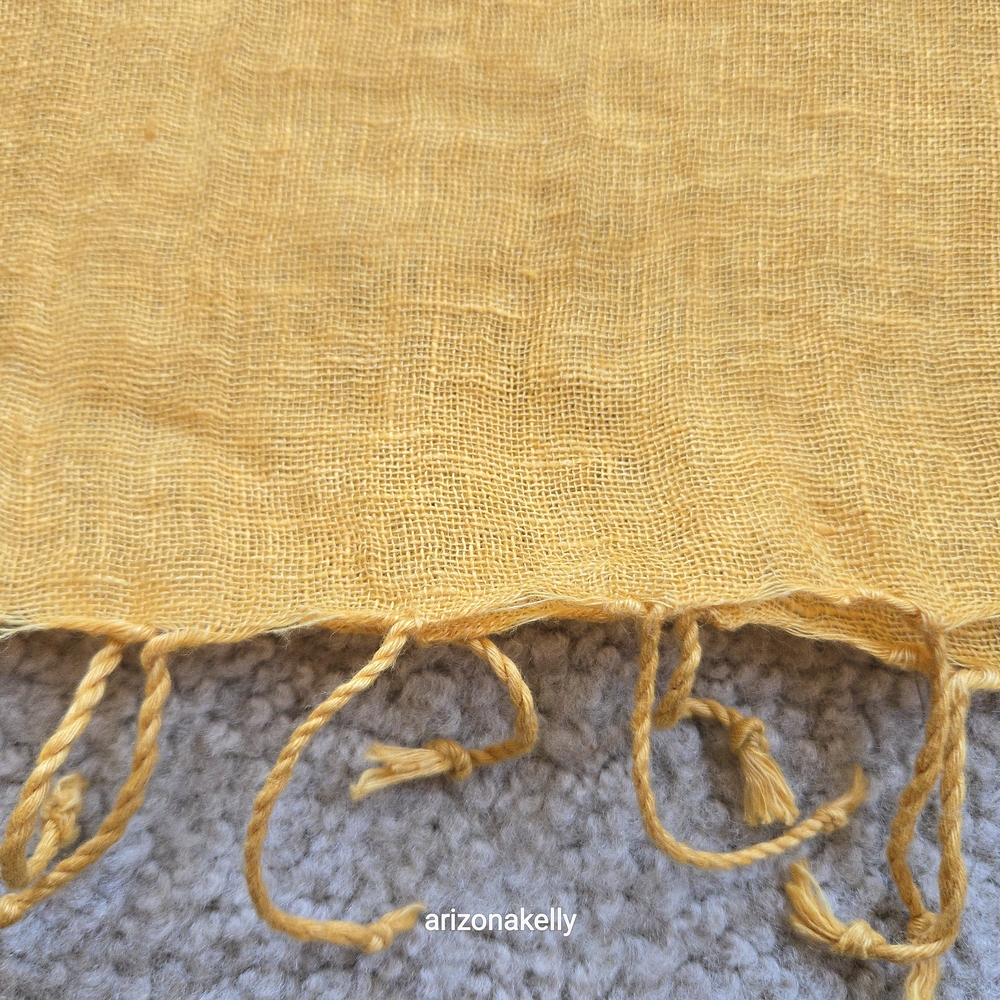 Linen Scarf Marigold Yellow Orange - Picture 5 of 7